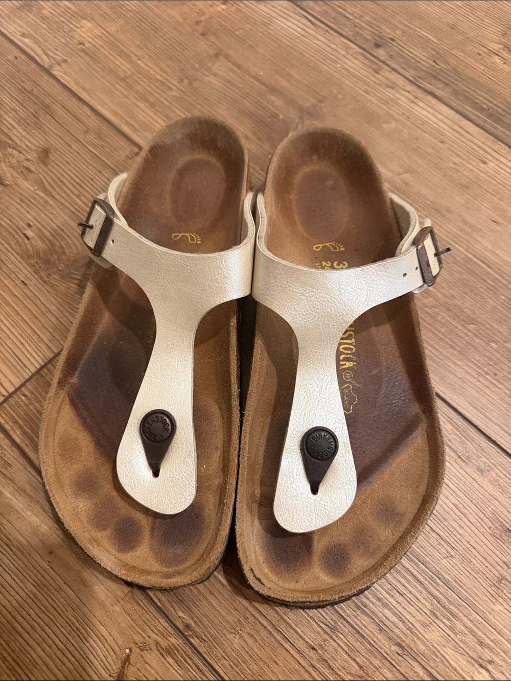 Birkenstock White T-Strap Thong Sandals